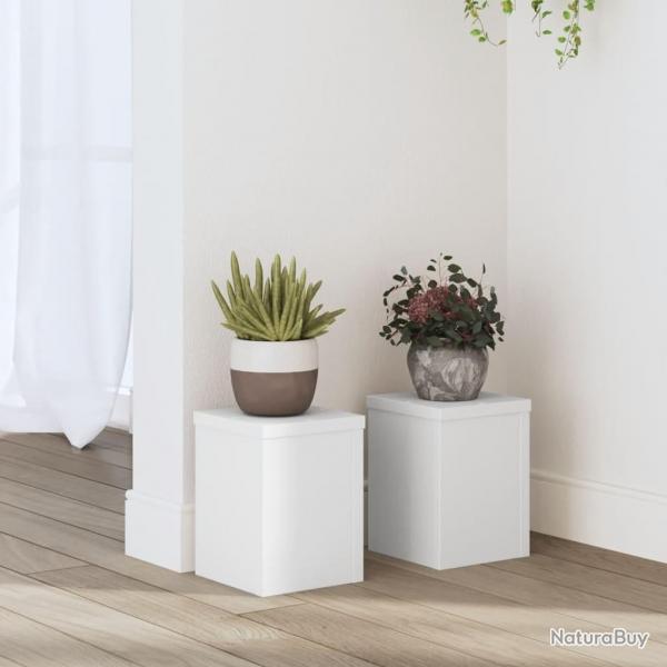 Supports pour plantes 2 pcs blanc 15x15x20 cm bois d'ingnierie alsavelo