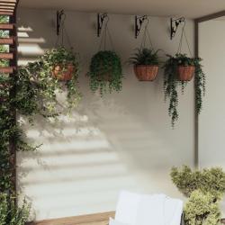 Supports de panier suspendu avec jardinières 4 pcs noir acier alsavelo