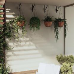 Supports de panier suspendu avec jardinières 4 pcs noir acier alsavelo