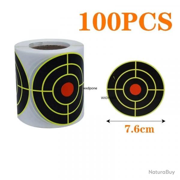 Cibles 100/200 pices par rouleau 7.50cm auto-adhsives A100pcs