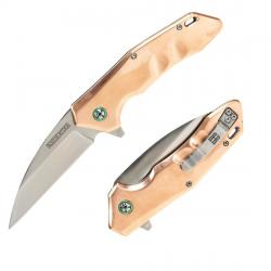 Couteau Rough Rider Copper Lame Wharncliffe Acier D2 Manche Cuivre Linerlock RR2238