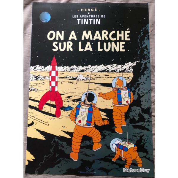 Affiche, poster, : TINTIN on a march sur la lune  43 x 61 cm
