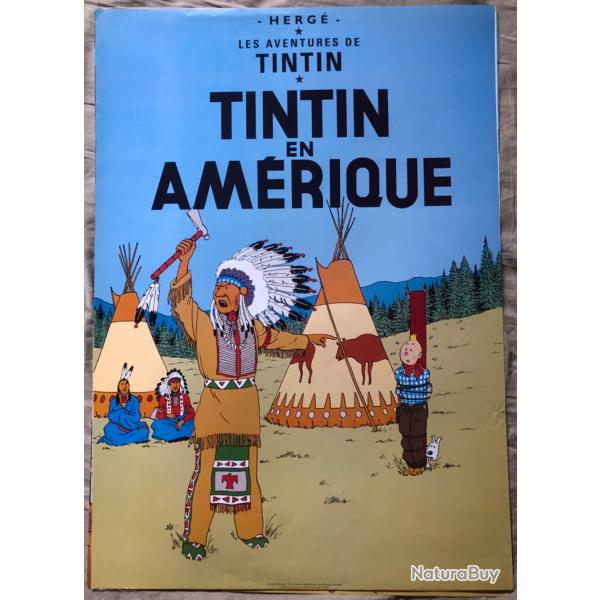 Affiche, poster, : TINTIN en Amrique  43 x 61 cm