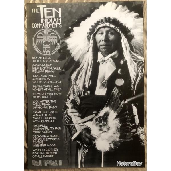 Affiche, poster, les 10 commandements de l'indien  43 x 61 cm