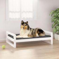 Lit pour chien Blanc 95,5x65,5x28 cm Bois de pin solide alsavelo