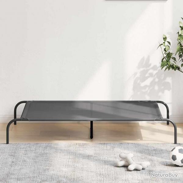 Lit surlev pour chien gris 130x80x20 cm textilne et acier alsavelo