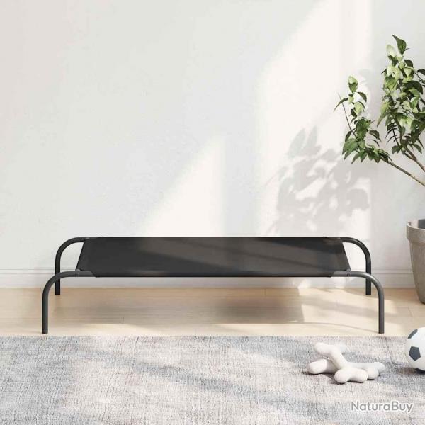 Lit surlev pour chien noir 110x65x20 cm tissu oxford et acier alsavelo