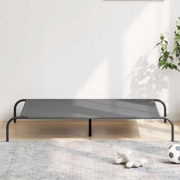 Lit surlev pour chien gris 130x80x20 cm tissu oxford et acier alsavelo