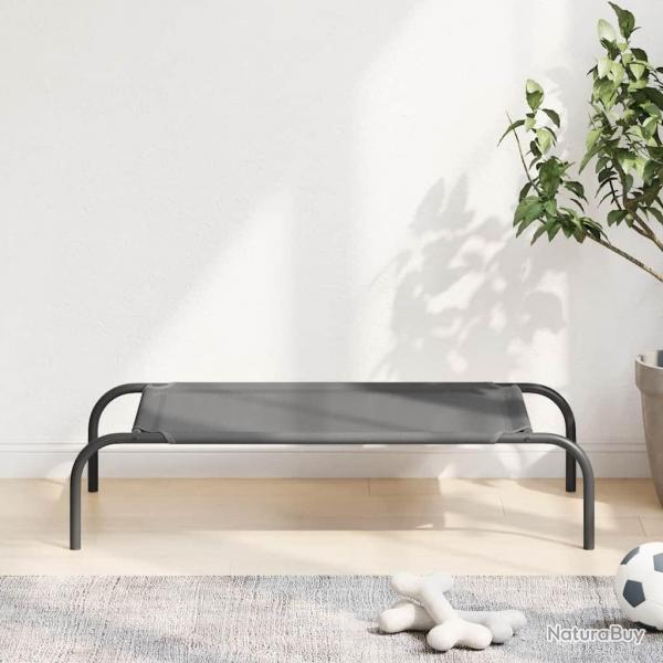 Lit surlev pour chien gris 90x50x20 cm textilne et acier alsavelo