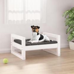 Lit pour chien Blanc 55,5x45,5x28 cm Bois de pin solide alsavelo