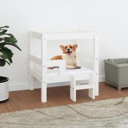 Lit pour chien Blanc 55,5x53,5x60 cm Bois de pin solide alsavelo