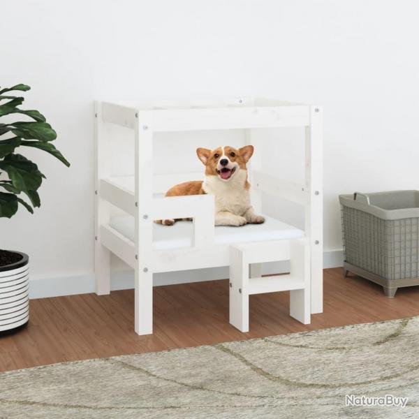 Lit pour chien Blanc 55,5x53,5x60 cm Bois de pin solide alsavelo