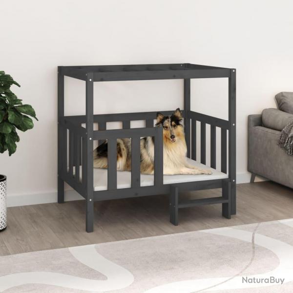 Lit pour chien Gris 105,5x83,5x100 cm Bois de pin solide alsavelo