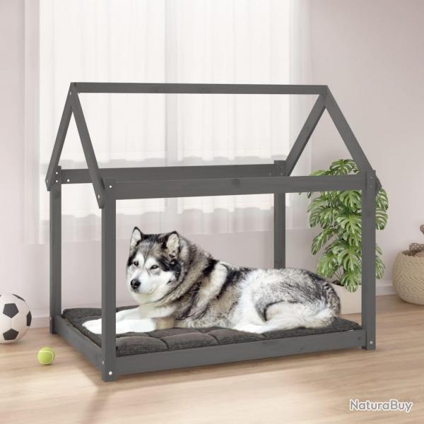 Lit pour chien Gris 111x80x100 cm Bois de pin solide alsavelo