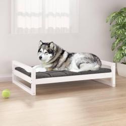 Lit pour chien Blanc 105,5x75,5x28 cm Bois de pin solide alsavelo