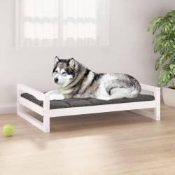 Lit pour chien Blanc 105,5x75,5x28 cm Bois de pin solide alsavelo