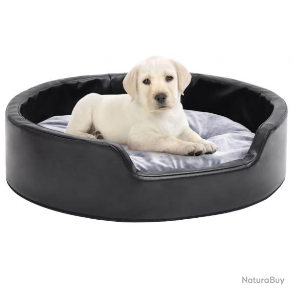 Lit pour chiens Noir et gris 69x59x19 cm Peluche et similicuir alsavelo