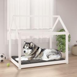 Lit pour chien Blanc 111x80x100 cm Bois de pin solide alsavelo