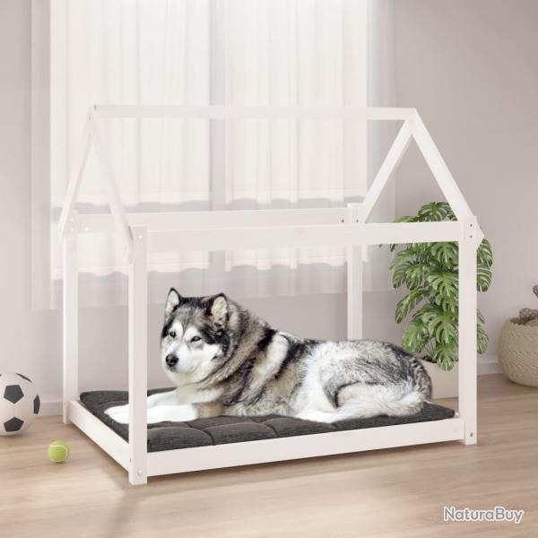 Lit pour chien Blanc 111x80x100 cm Bois de pin solide alsavelo