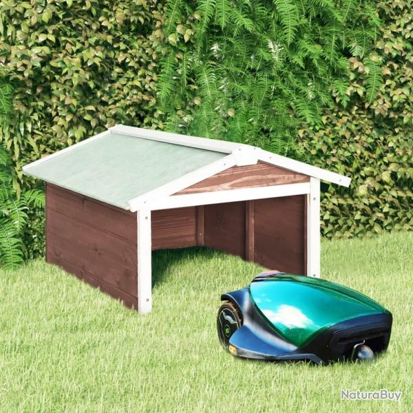 Garage de tondeuse  gazon 72x87x50 cm Moka et blanc Sapin alsavelo