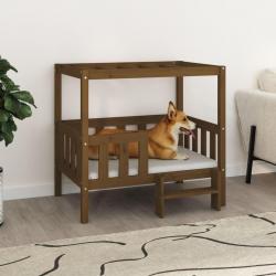 Lit pour chien Marron miel 95,5x73,5x90 cm Bois de pin solide alsavelo