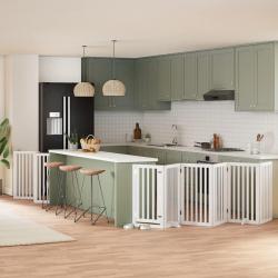 Barrière pour chien porte pliable 12 panneaux bois de peuplier alsavelo