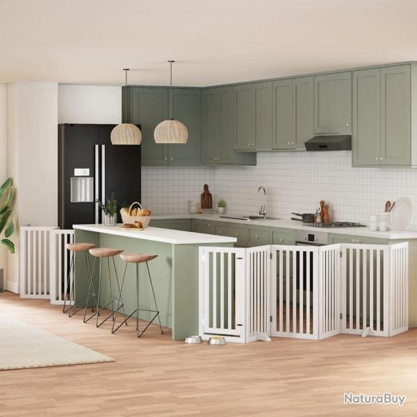 Barrire pour chien porte pliable 12 panneaux bois de peuplier alsavelo