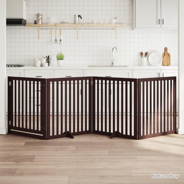 Barrire pour chiens avec porte 4 panneaux bois de peuplier alsavelo