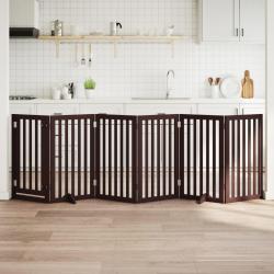 Barrière pour chiens avec porte 6 panneaux bois de peuplier alsavelo