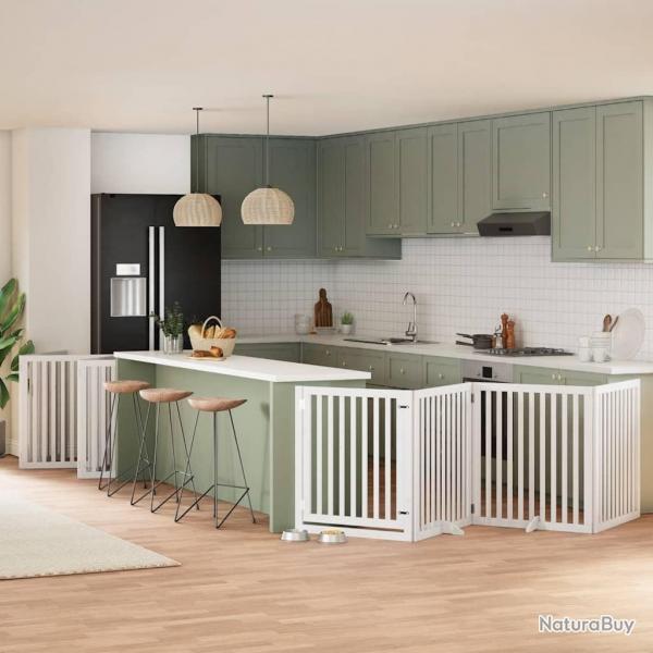 Barrire pour chien porte pliable 12 panneaux bois de peuplier alsavelo