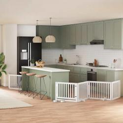 Barrière pour chien porte pliable 6panneaux blanc bois peuplier alsavelo