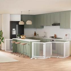 Barrière pour chien porte pliable 6panneaux blanc bois peuplier alsavelo