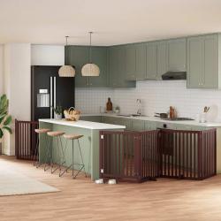 Barrière pour chien porte pliable 8 panneaux bois de peuplier alsavelo