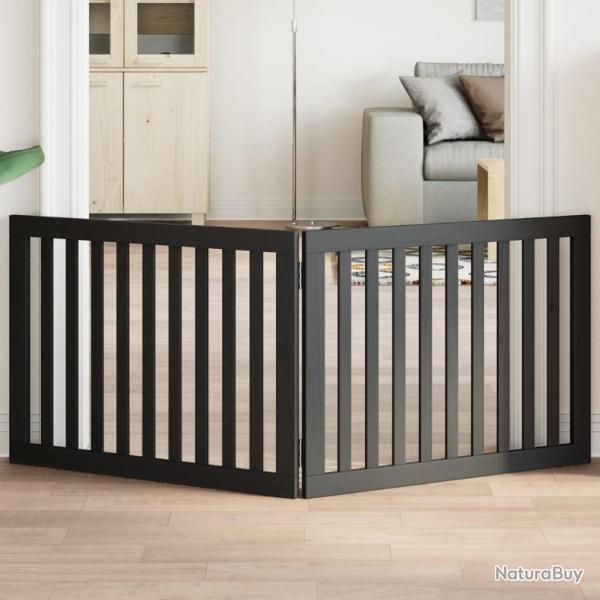 Barrire pour chien pliable 2 panneaux noir bois de peuplier alsavelo
