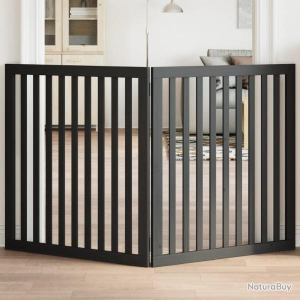 Barrire pour chien pliable 2 panneaux noir bois de peuplier alsavelo