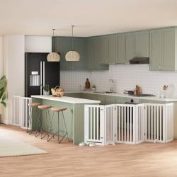 Barrière pour chien porte pliable 9panneaux blanc bois peuplier alsavelo