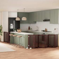 Barri&egrave;re pour chien porte pliable 9 panneaux bois de peuplier alsavelo