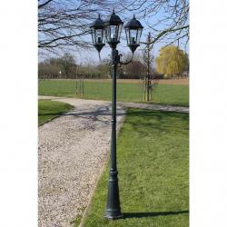 Lampadaire de jardin 3 bras 230 cm Vert foncé/Noir Aluminium alsavelo