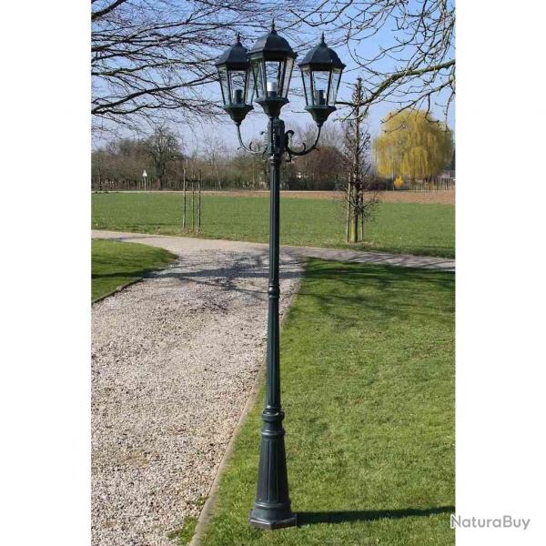 Lampadaire de jardin 3 bras 230 cm Vert fonc/Noir Aluminium alsavelo