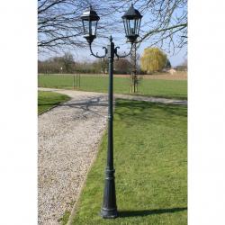 Lampadaire de jardin 2 bras 230 cm Vert foncé/Noir Aluminium alsavelo