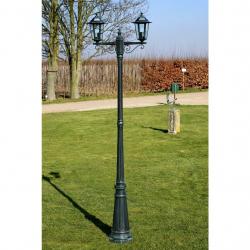 Lampadaire de jardin 2 bras 215 cm Vert foncé/Noir Aluminium alsavelo