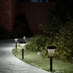 Lampes solaires d'allées et piquets de sol 12 pcs blanc alsavelo