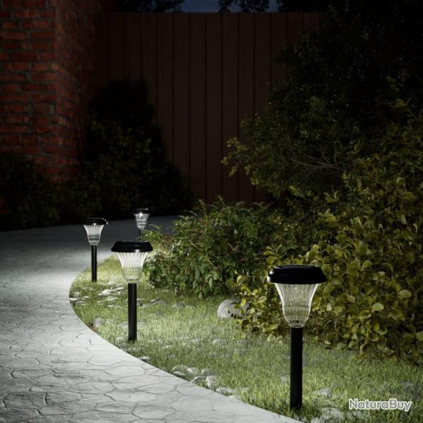 Lampes solaires d'alles et piquets de sol 12 pcs blanc alsavelo