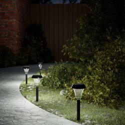 Lampes solaires d'allées et piquets de sol 12 pcs blanc alsavelo