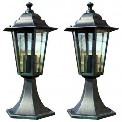 Lampes de jardin 2 pcs Vert foncé/Noir Aluminium alsavelo