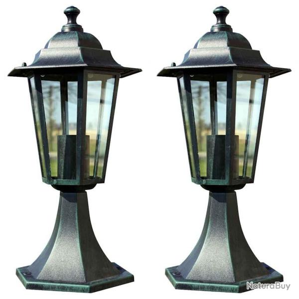 Lampes de jardin 2 pcs Vert fonc/Noir Aluminium alsavelo