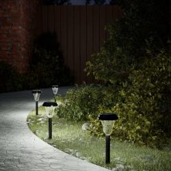 Lampes solaires d'allées et piquets de sol 12 pcs blanc alsavelo