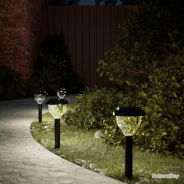 Lampes solaires d'alles et piquets de sol 4pcs blanc chaud RVB alsavelo