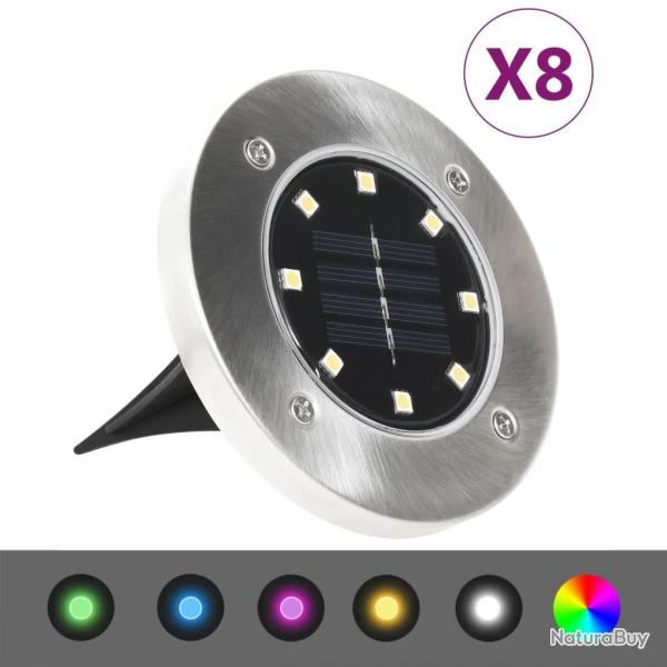 Lampes solaires de sol 8 pcs Lumires LED couleur RVB alsavelo