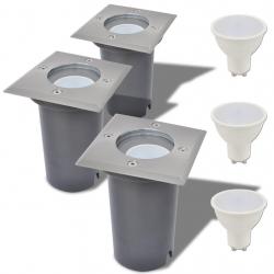Lampes au sol à LED d'extérieur 3 pcs carré alsavelo